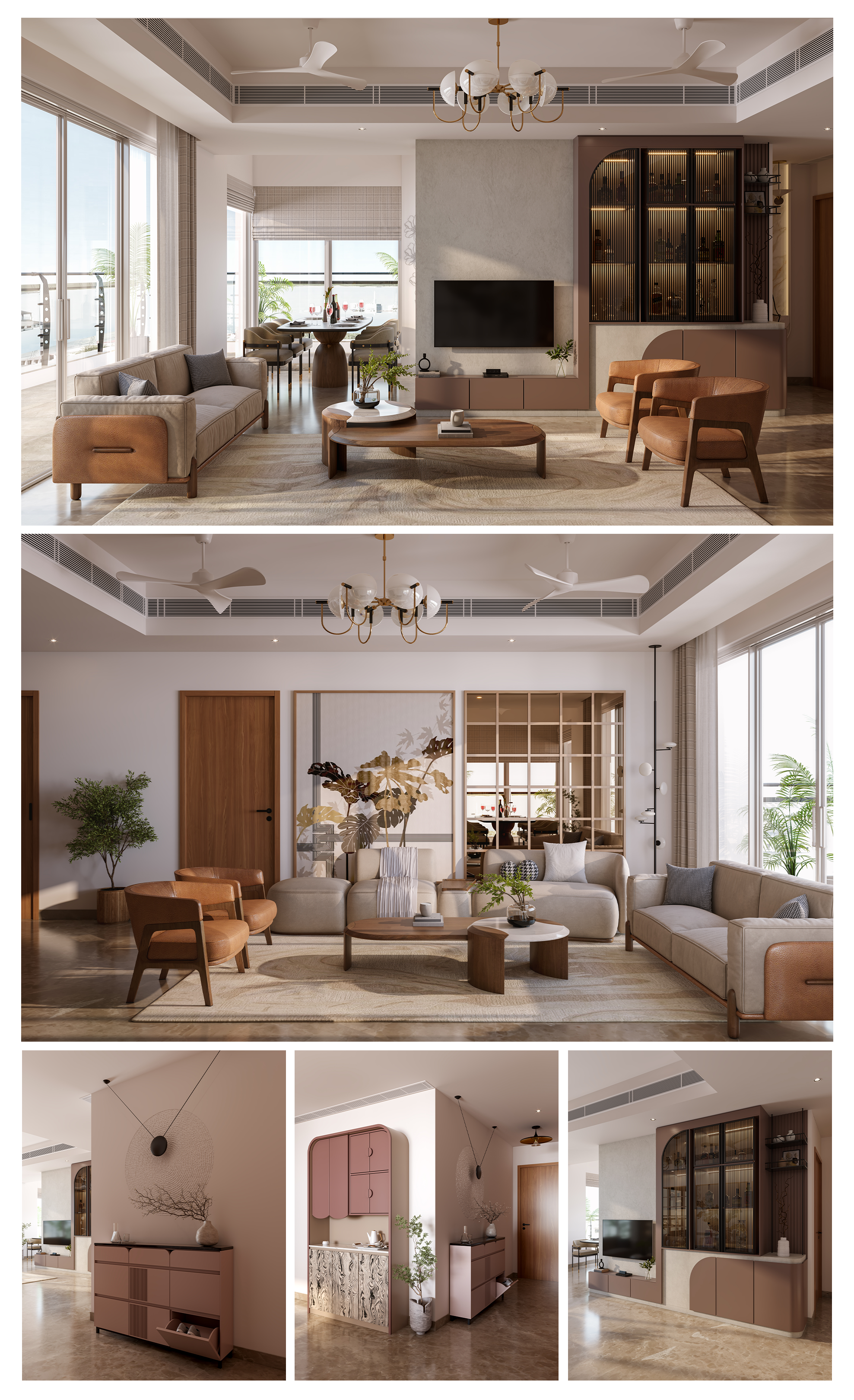 Modern Living Room Interior Render